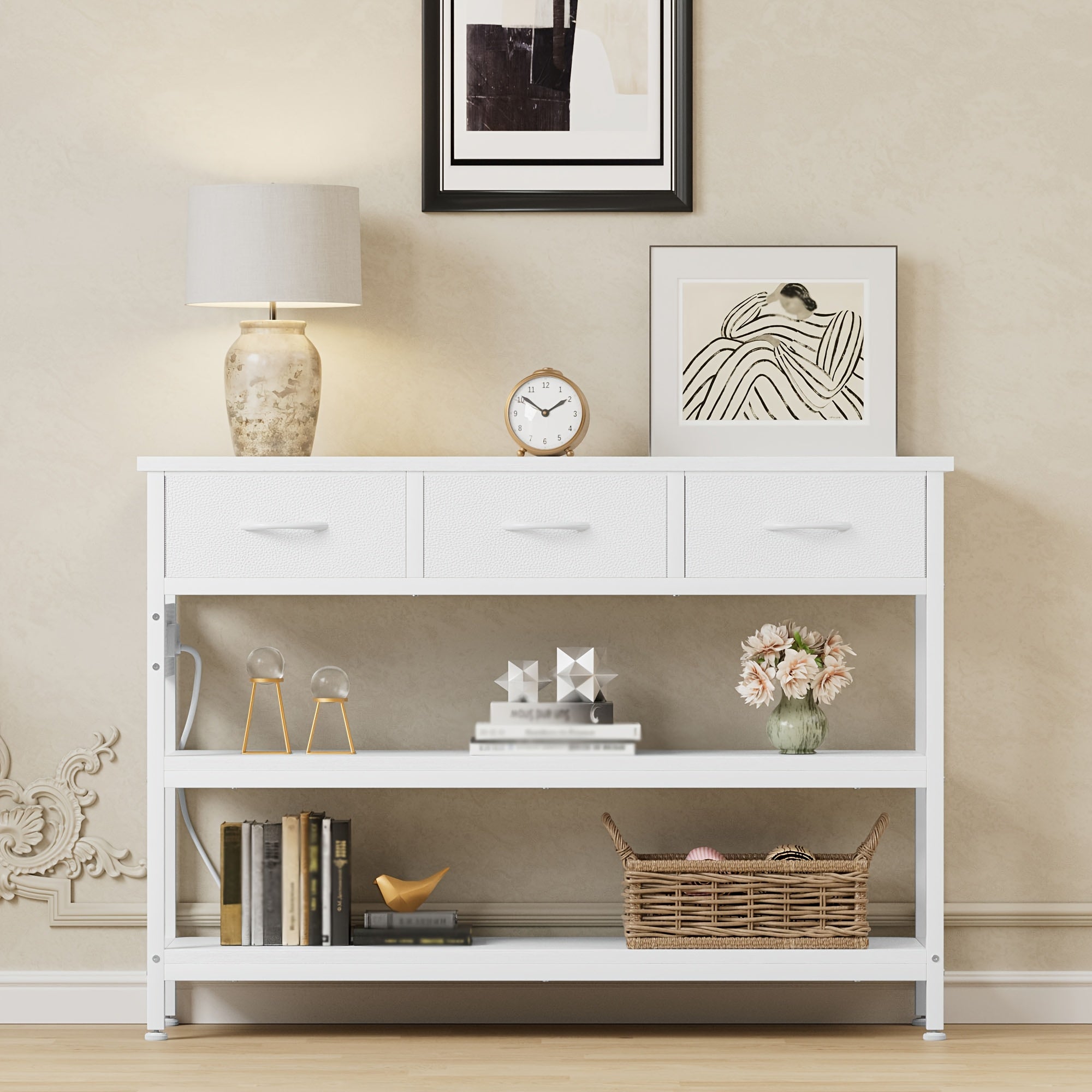 3-Tier Console Table with Charging Station