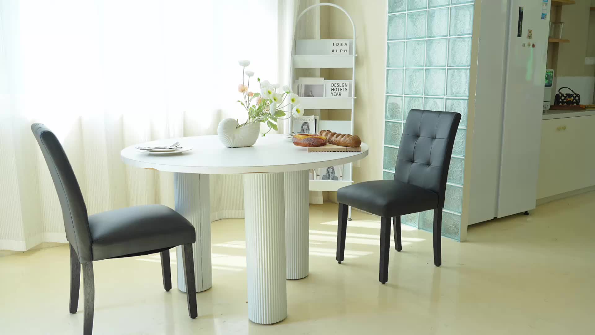 Set of 2 Faux PU Leather Upholstered Dining Chairs for Home Kitchen Living Room