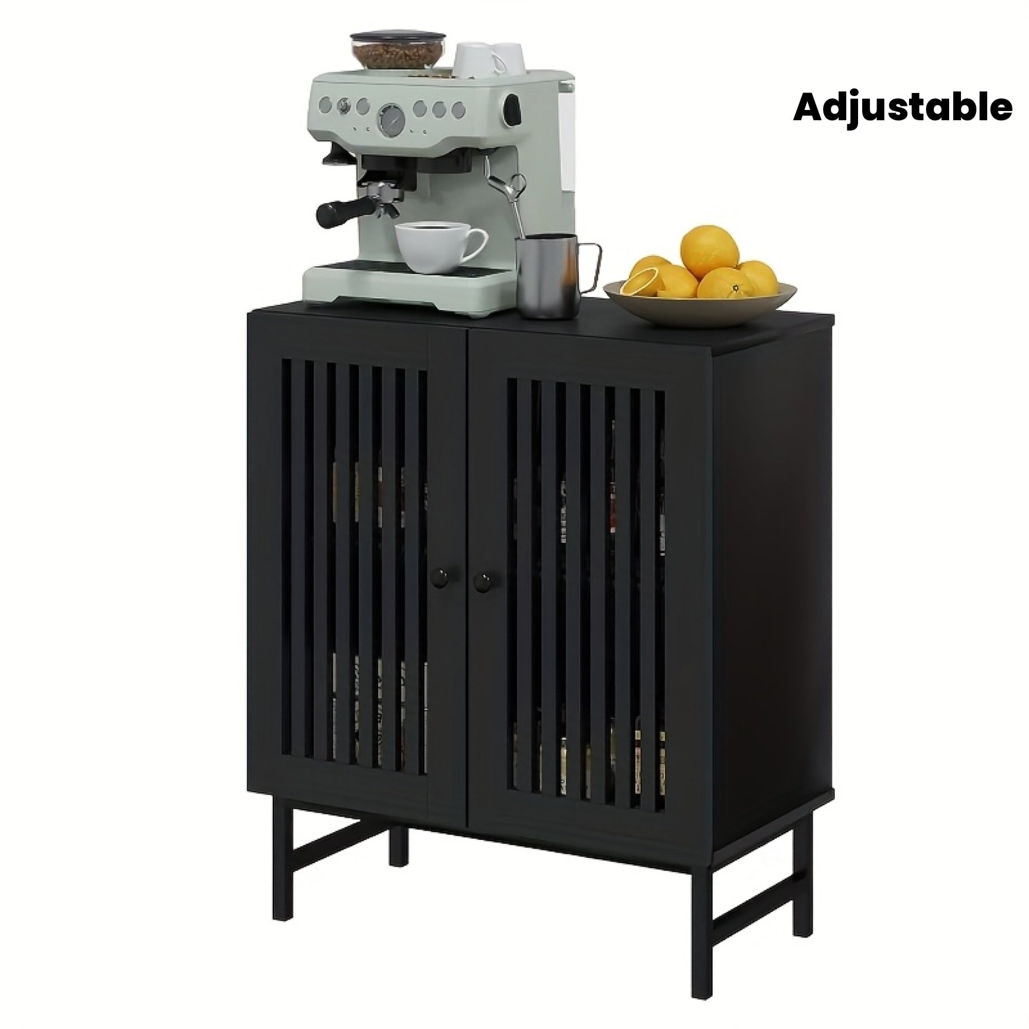 Vintage Style Buffet Side Cabinet, 2 Louvered Doors And Adjustable Shelves - Suitable for Kitchen