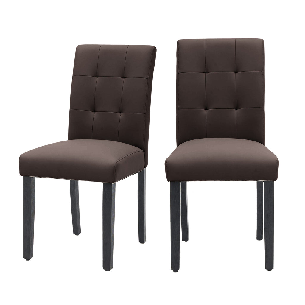 Set of 2 Faux PU Leather Upholstered Dining Chairs for Home Kitchen Living Room