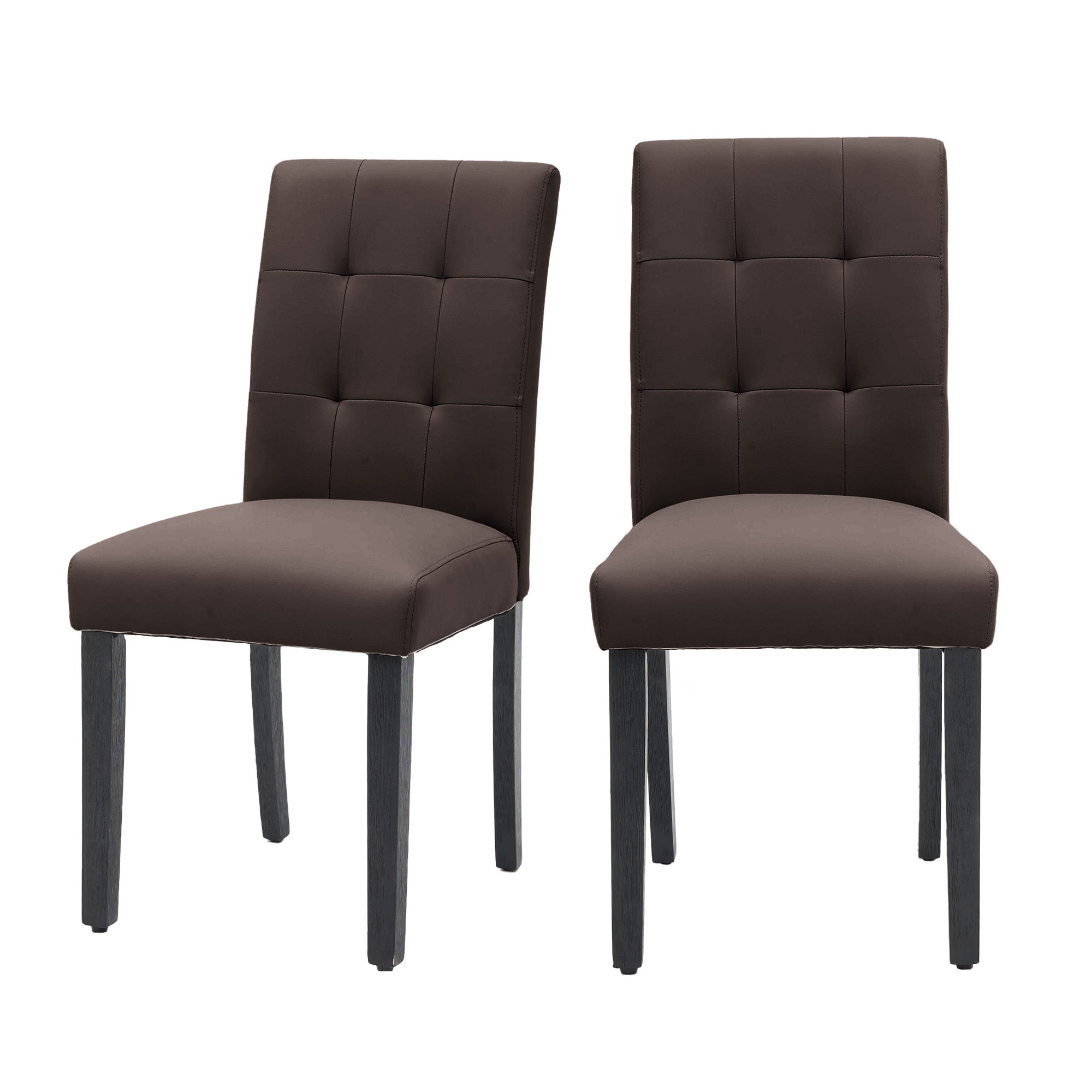 Set of 2 Faux PU Leather Upholstered Dining Chairs for Home Kitchen Living Room