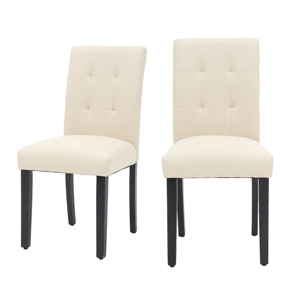 Set of 2 Faux PU Leather Upholstered Dining Chairs for Home Kitchen Living Room