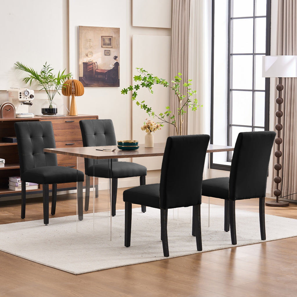 Set of 2 Faux PU Leather Upholstered Dining Chairs for Home Kitchen Living Room