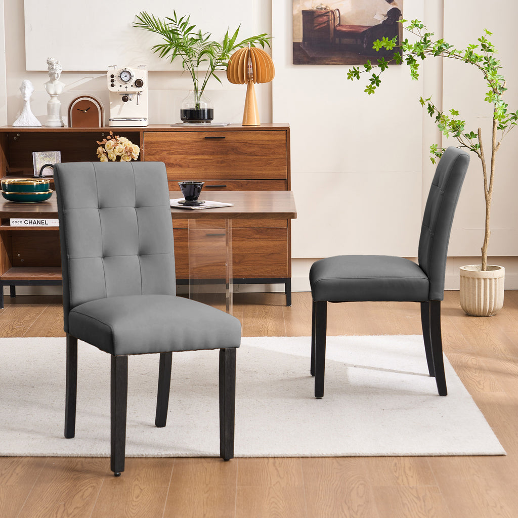 Set of 2 Faux PU Leather Upholstered Dining Chairs for Home Kitchen Living Room