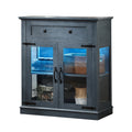 Contemporary Blue Buffet Cabinet with Glass Doors & Adjustable Shelves - 3.2+ Cubic Feet Storage
