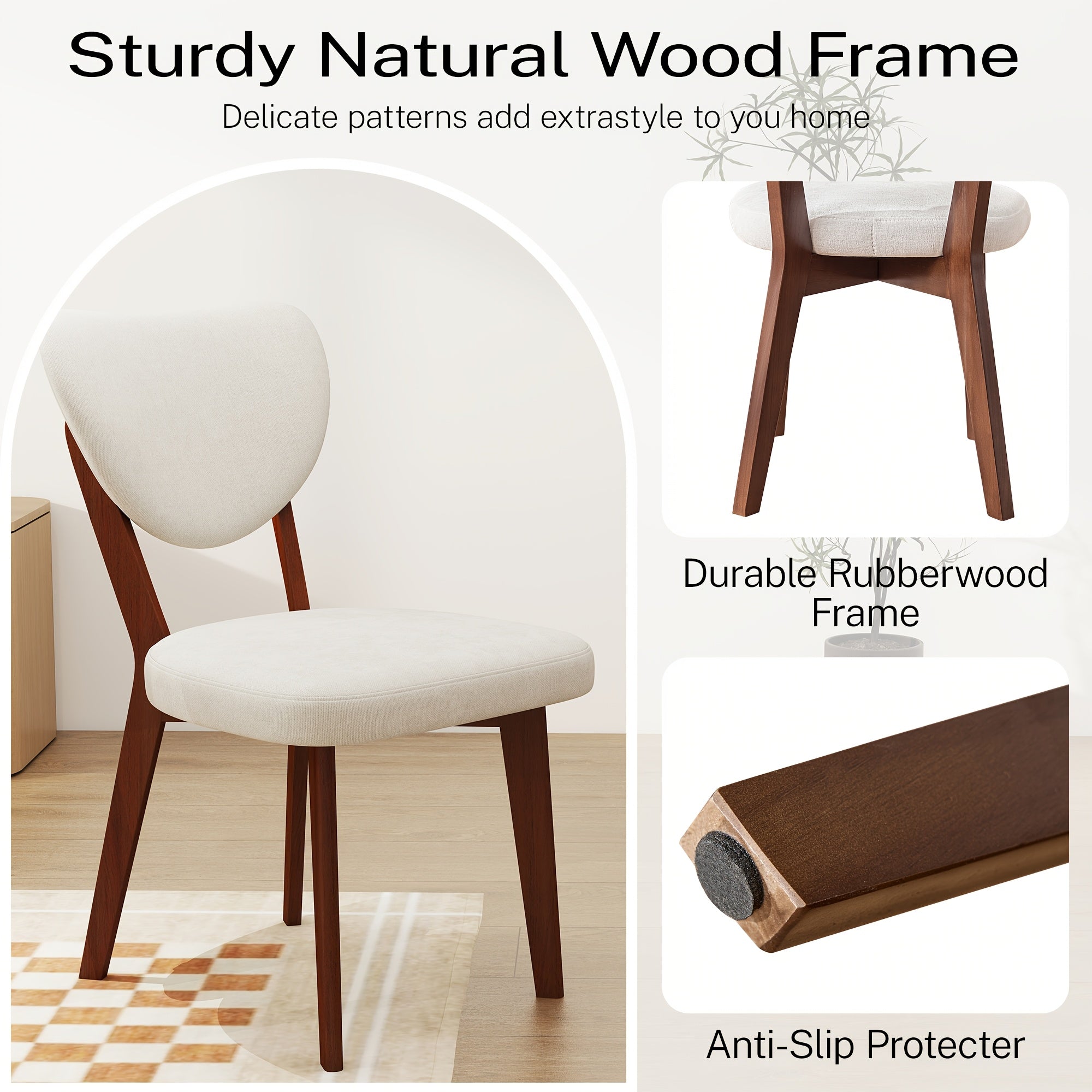 KERDOM Classic Dining Chairs Set Of 4, Armless Farmhouse Style Restaurant Chair Balcony Guest Chair