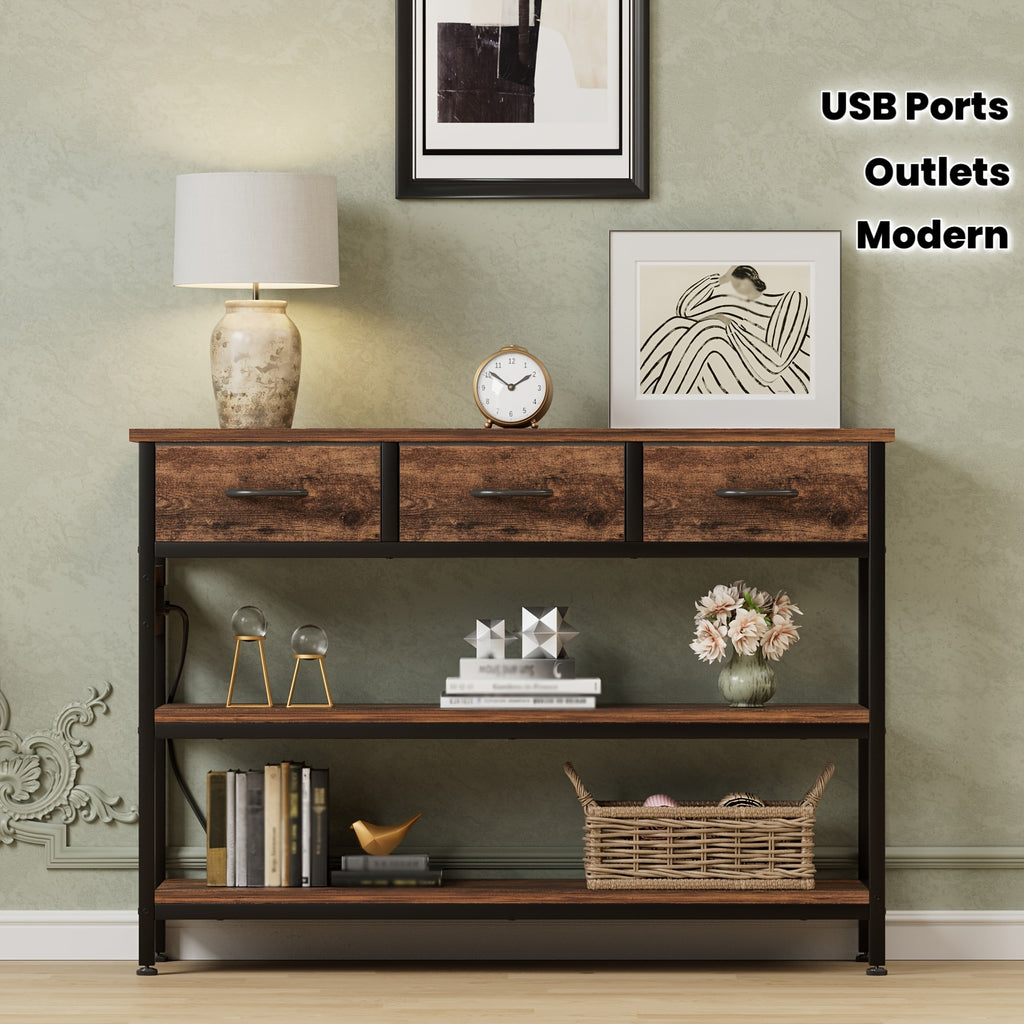 3-Tier Console Table with Charging Station