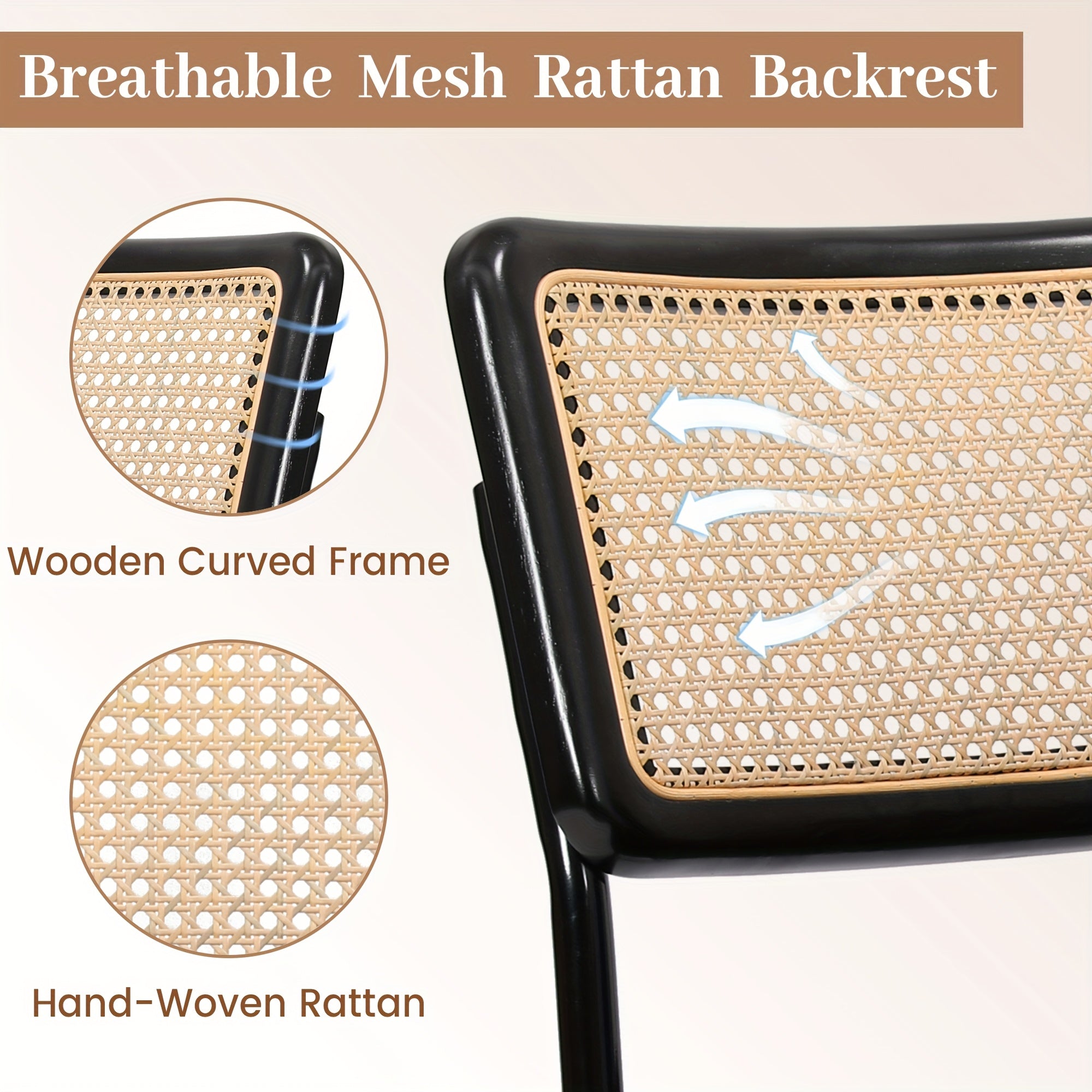 Retro Rattan Dining Chairs, Set Of 2\u002F4, Classic Boho Style Cantilever Kitchen Or Desk Chairs