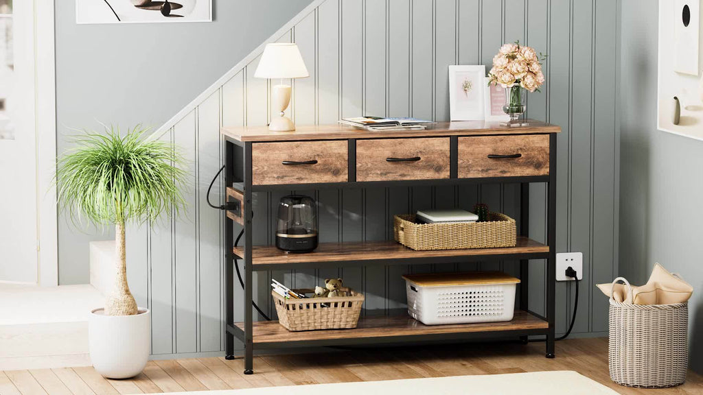 3-Tier Console Table with Charging Station
