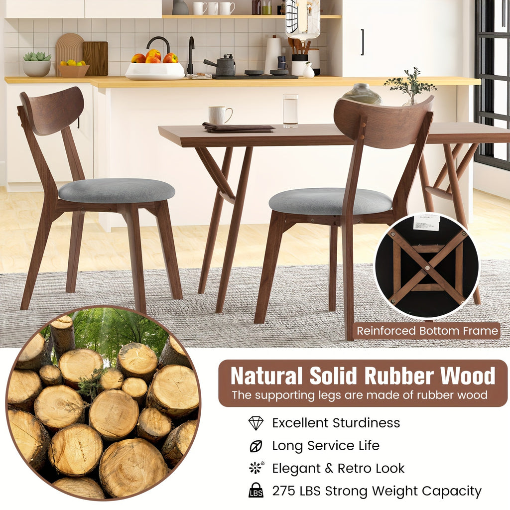 2 Pcs Contemporary Upholstered Dining Chairs - Ergonomic, Breathable Fabric