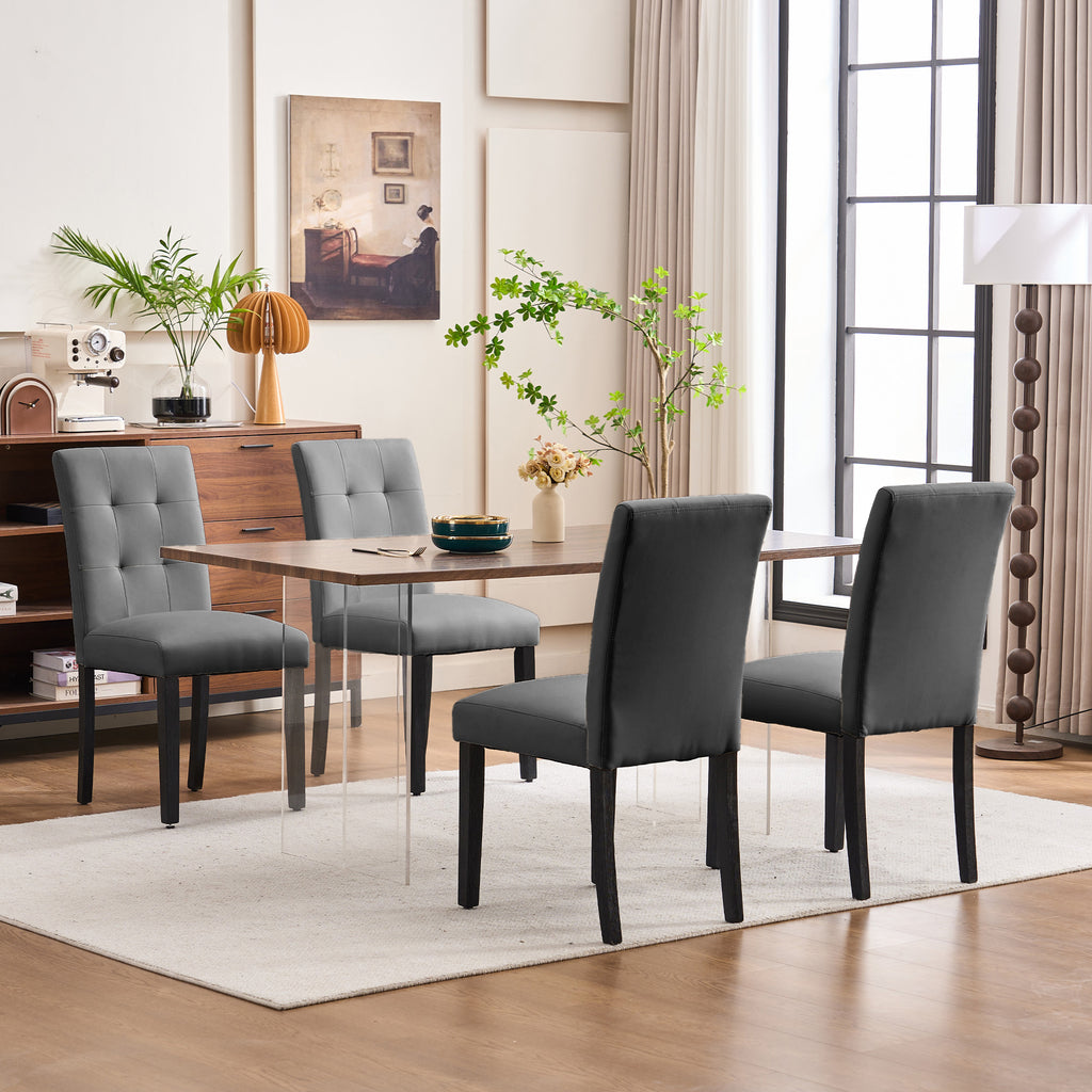 Set of 2 Faux PU Leather Upholstered Dining Chairs for Home Kitchen Living Room