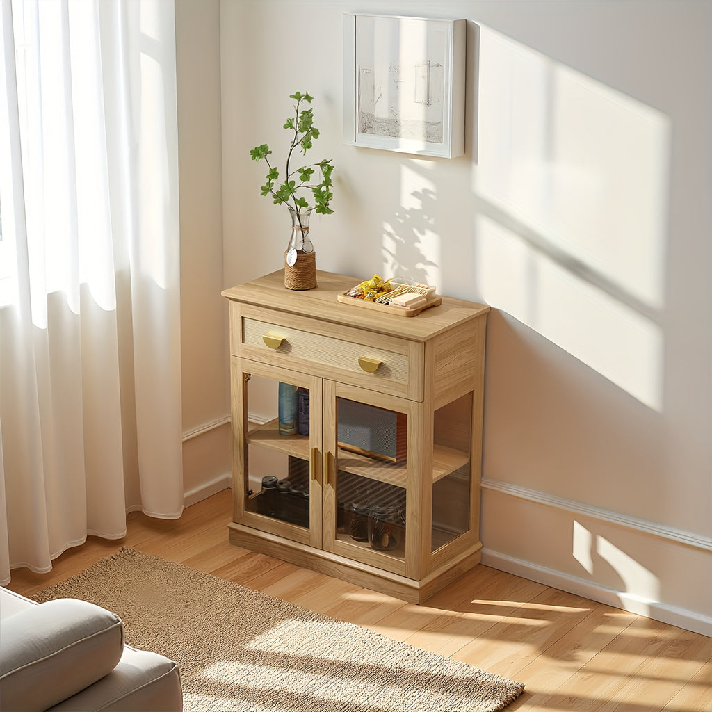 Modern Buffet Cabinet with Glass Door Storage - Adjustable Shelves & ≥3.2 Cu Ft Display Cabinet