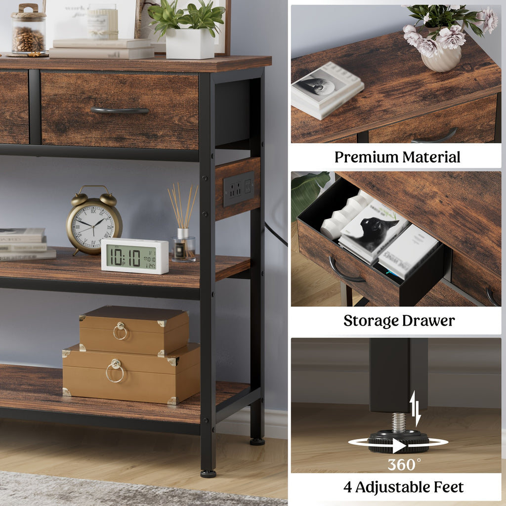 3-Tier Console Table with Charging Station