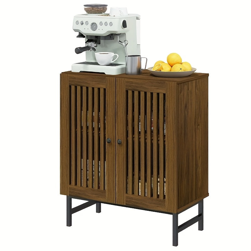 Vintage Style Buffet Side Cabinet, 2 Louvered Doors And Adjustable Shelves - Suitable for Kitchen