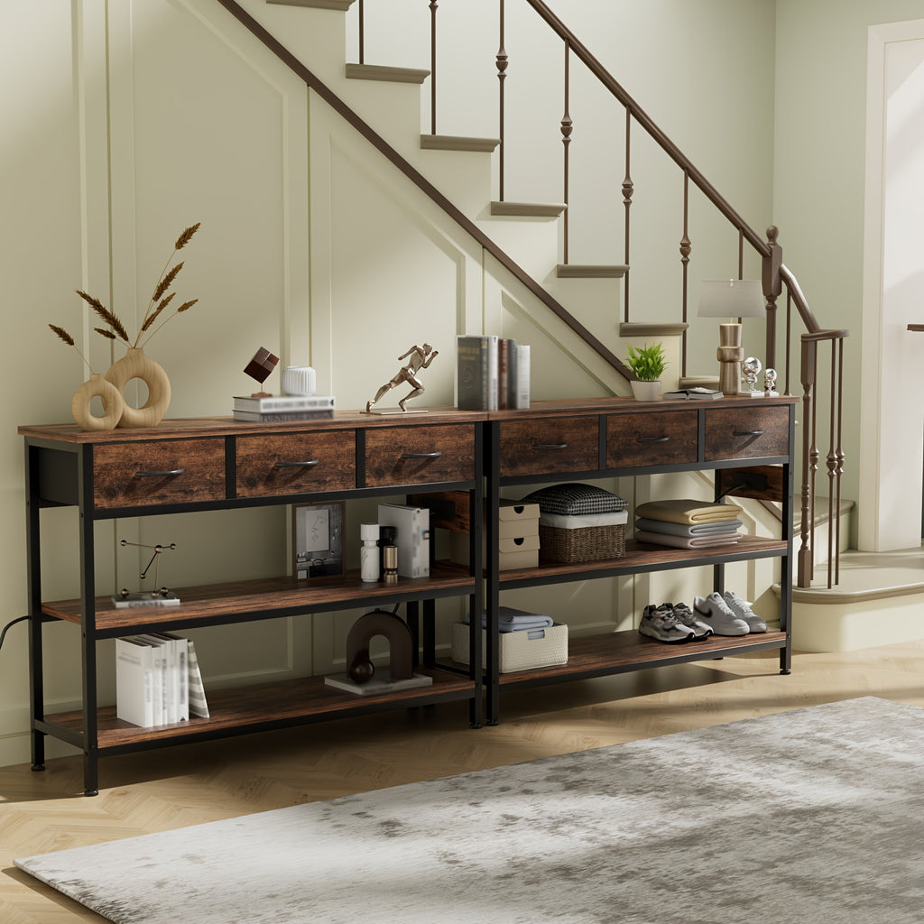 3-Tier Console Table with Charging Station