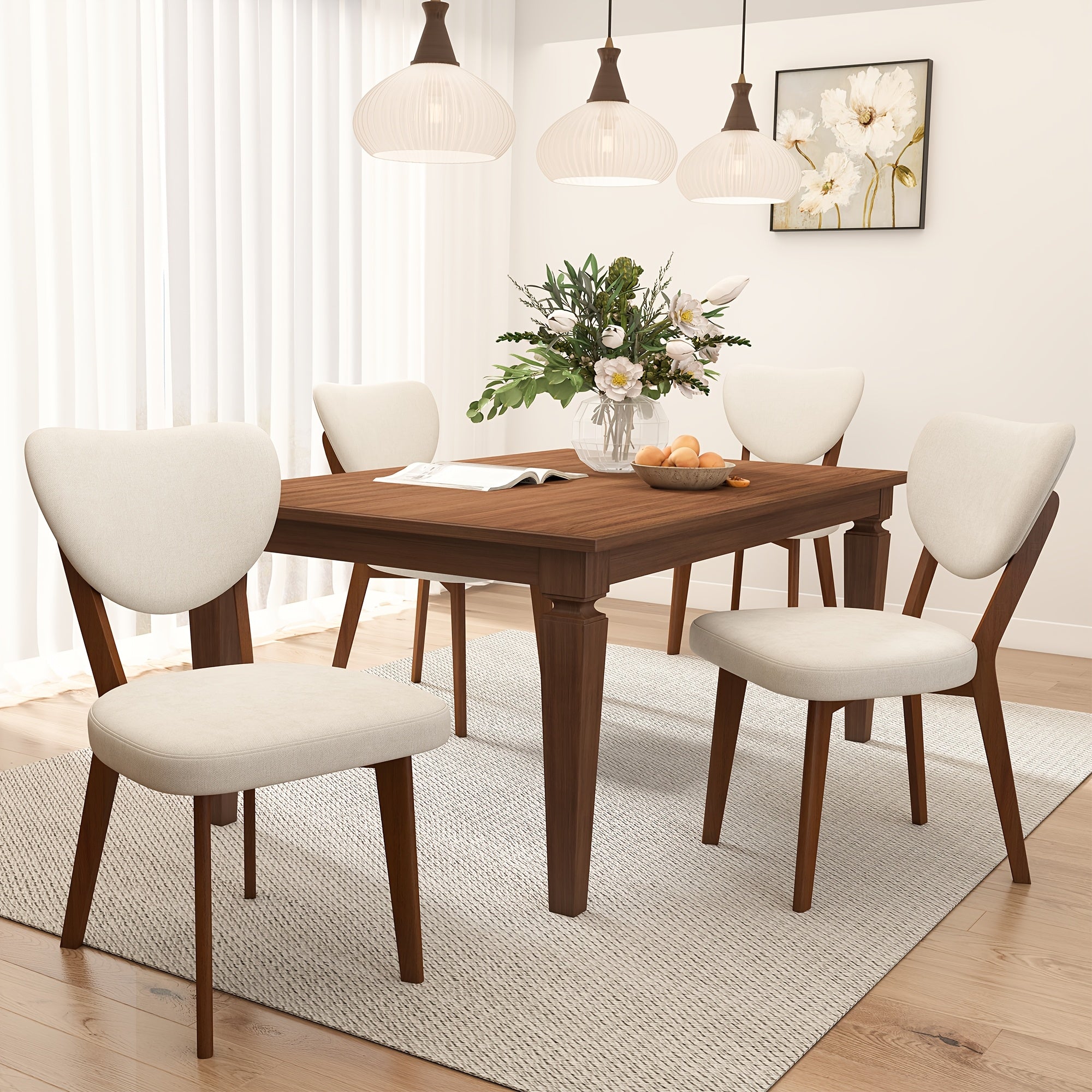 KERDOM Classic Dining Chairs Set Of 4, Armless Farmhouse Style Restaurant Chair Balcony Guest Chair