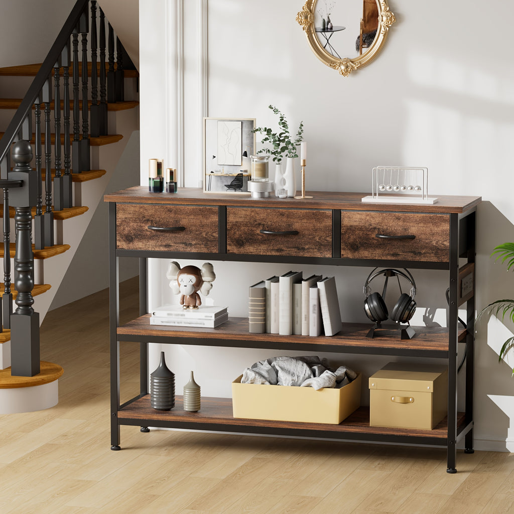 3-Tier Console Table with Charging Station