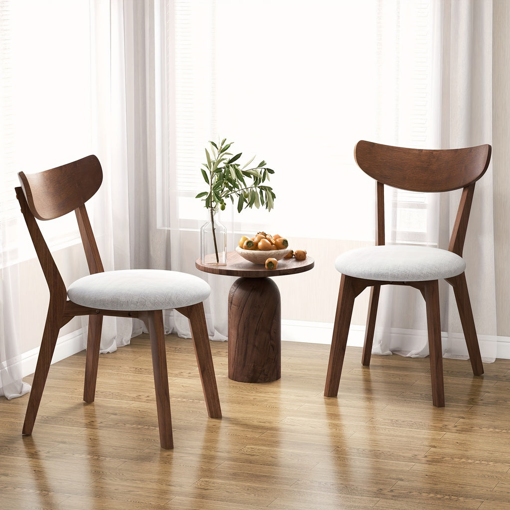 2 Pcs Contemporary Upholstered Dining Chairs - Ergonomic, Breathable Fabric