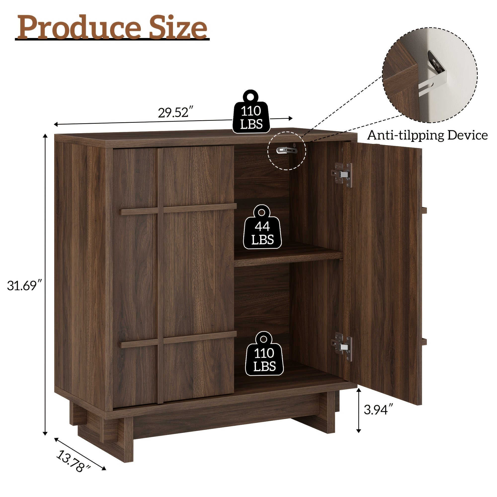Modern Multi-Functional Sideboard Buffet Cabinet with Adjustable Shelves & Elevated Legs
