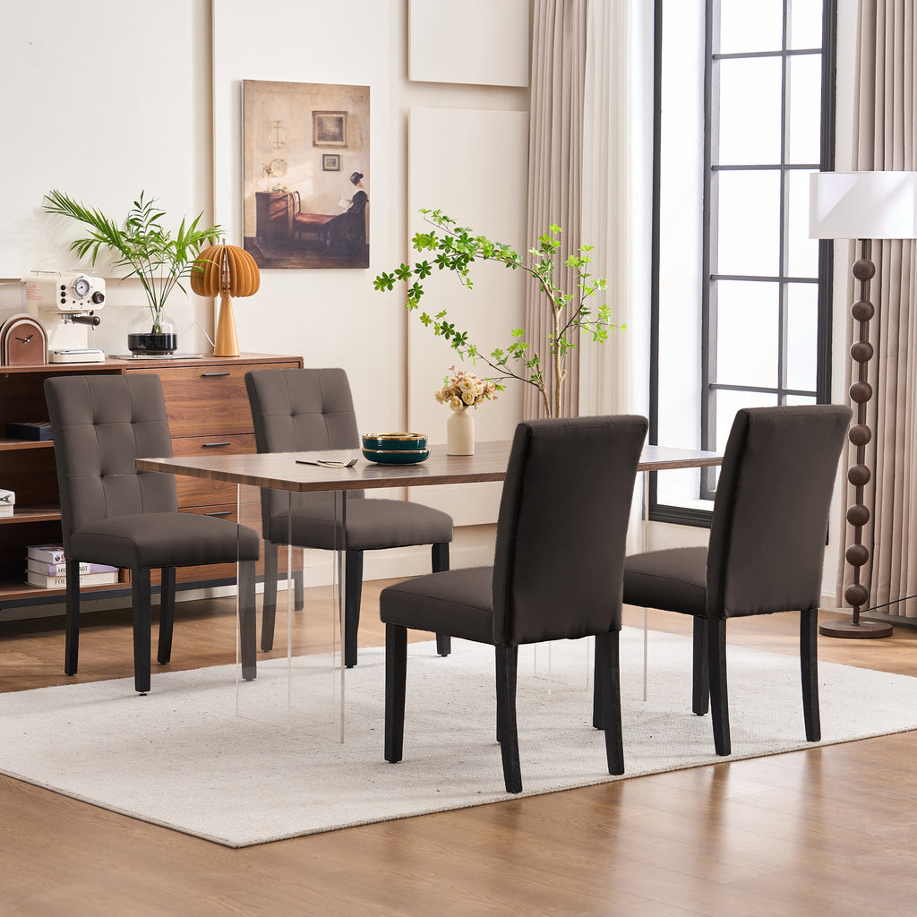 Set of 2 Faux PU Leather Upholstered Dining Chairs for Home Kitchen Living Room