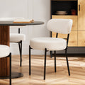 Dining Chairs Set of 2, Boucle Upholstered Kitchen Chairs with Curved Backrest & Metal Legs