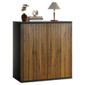 Vertical Ribbed Walnut End Thermoformed Two-Door Cabinet