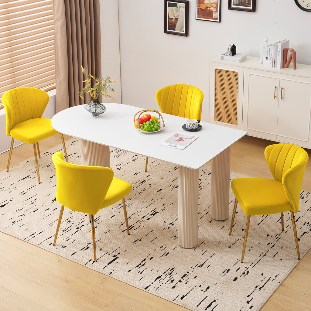 Mojay Modern Dining Chairs Set Of 2, Velvet Vanity Chairs with Golden Metal Legs for Kitchen