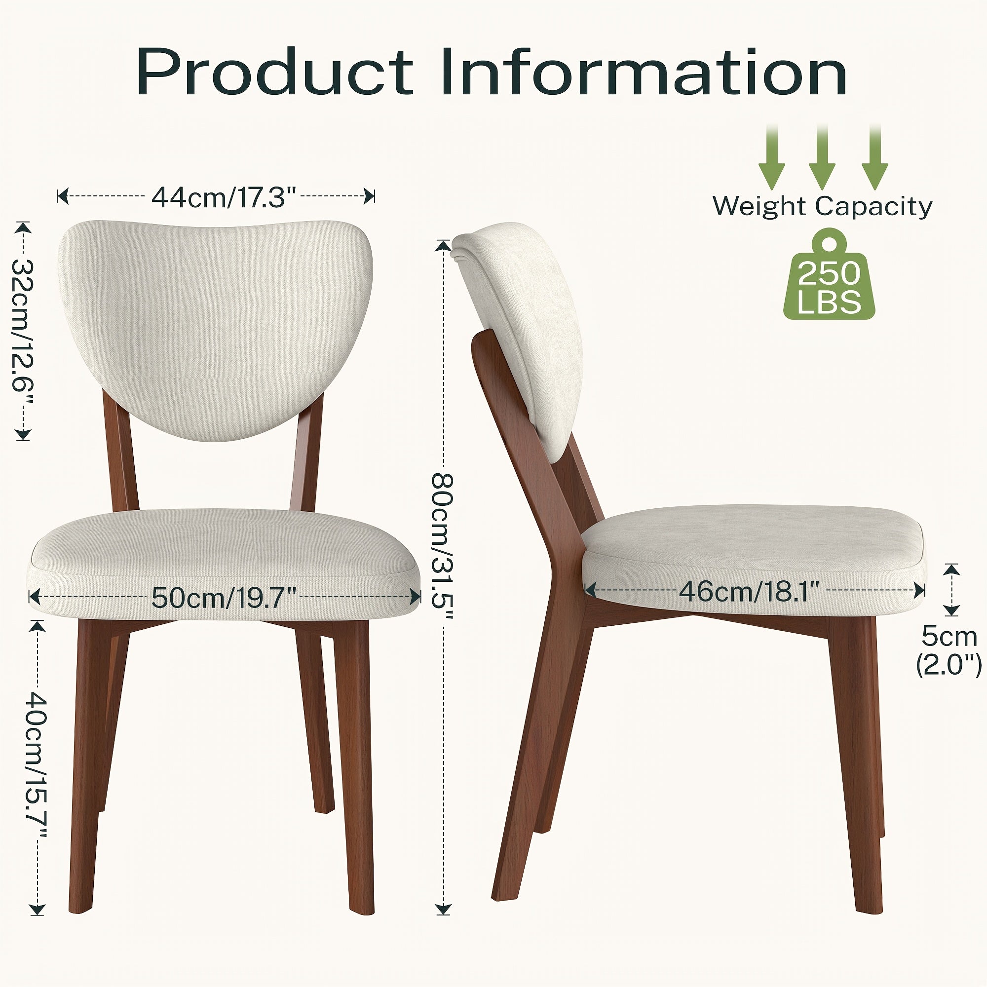 KERDOM Classic Dining Chairs Set Of 4, Armless Farmhouse Style Restaurant Chair Balcony Guest Chair