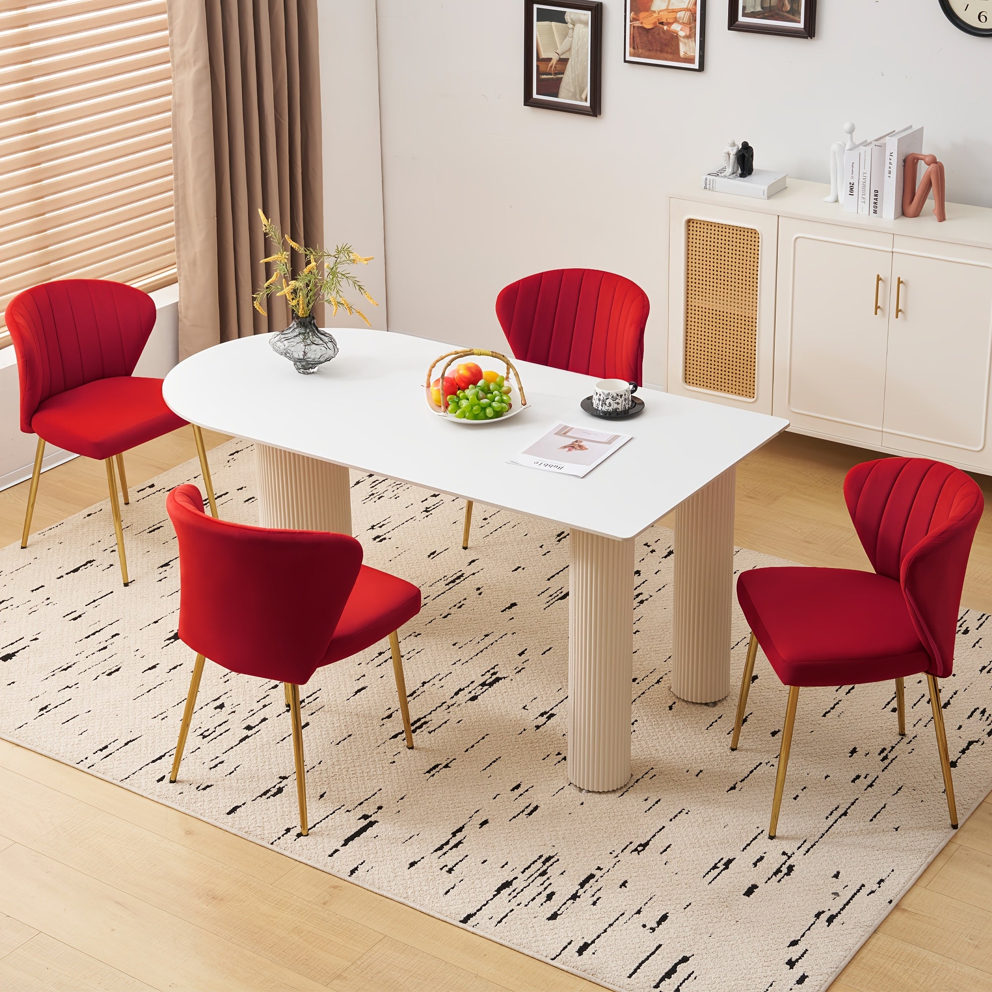 Mojay Modern Dining Chairs Set Of 2, Velvet Vanity Chairs with Golden Metal Legs for Kitchen