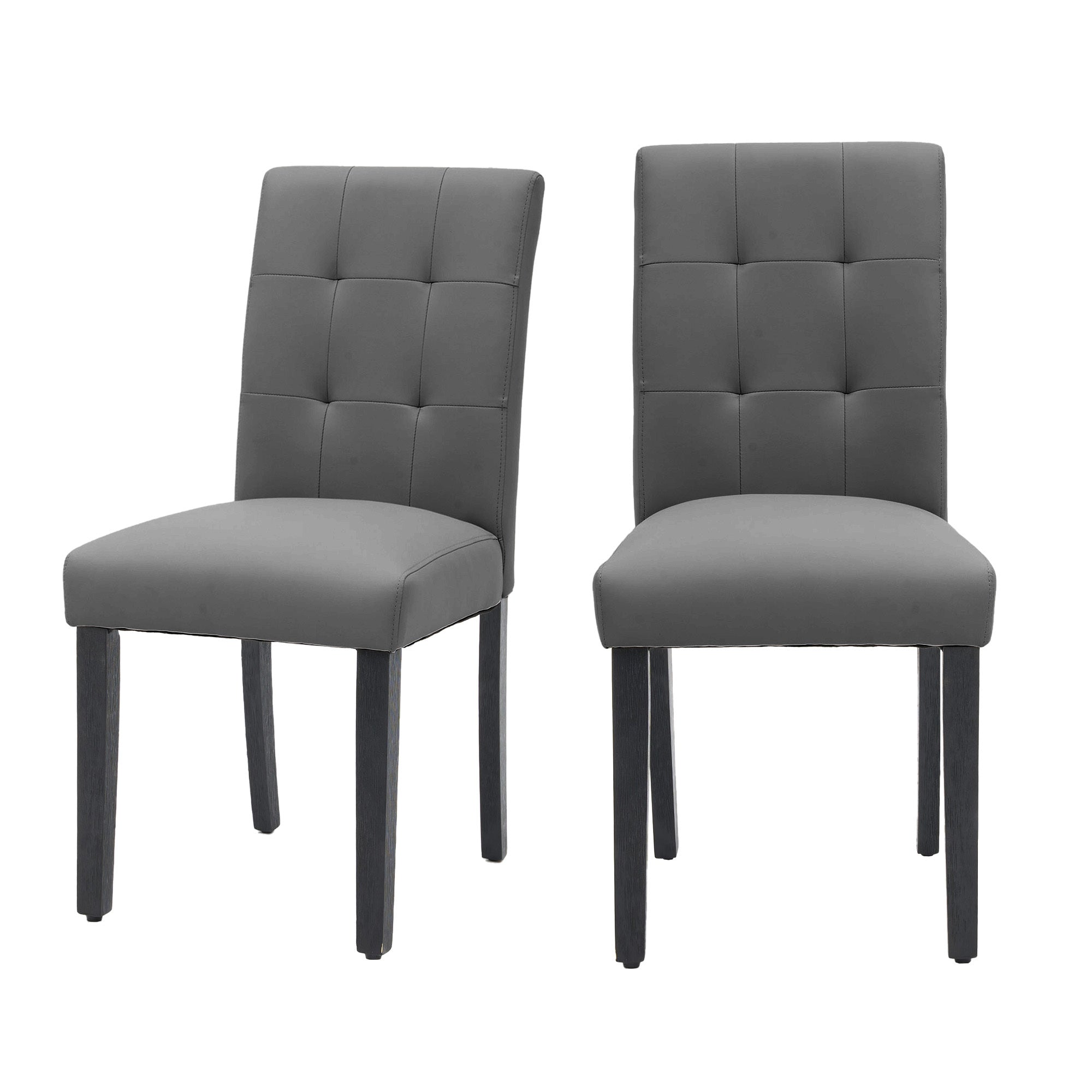 Set of 2 Faux PU Leather Upholstered Dining Chairs for Home Kitchen Living Room
