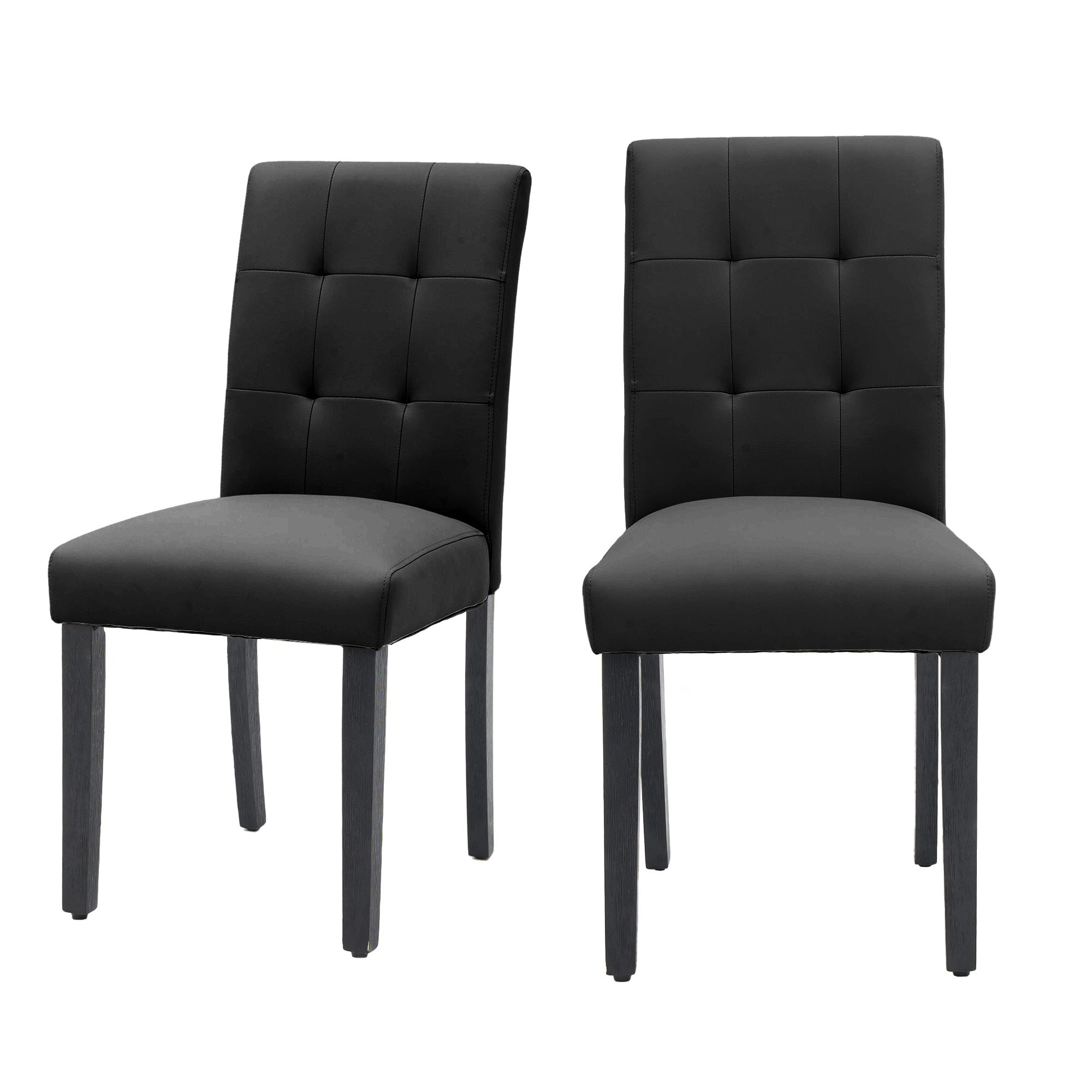 Set of 2 Faux PU Leather Upholstered Dining Chairs for Home Kitchen Living Room