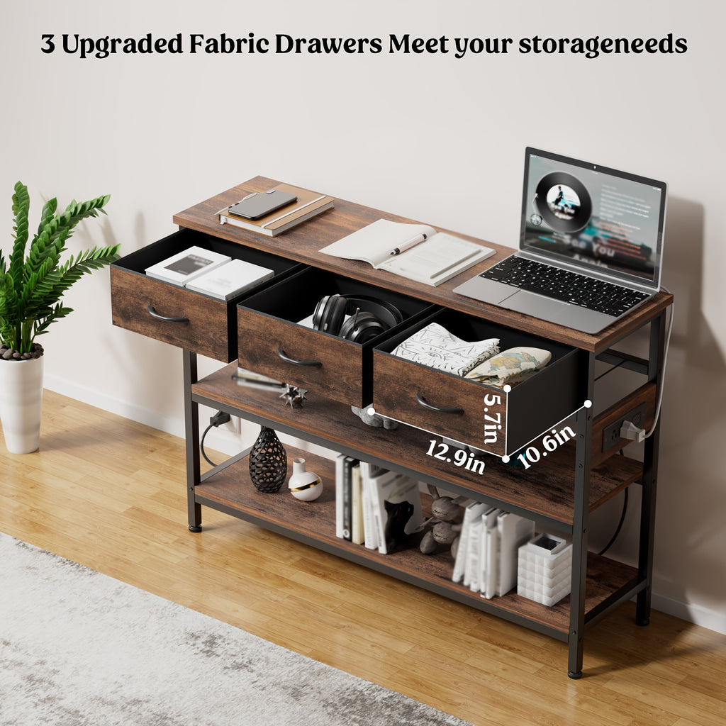 3-Tier Console Table with Charging Station