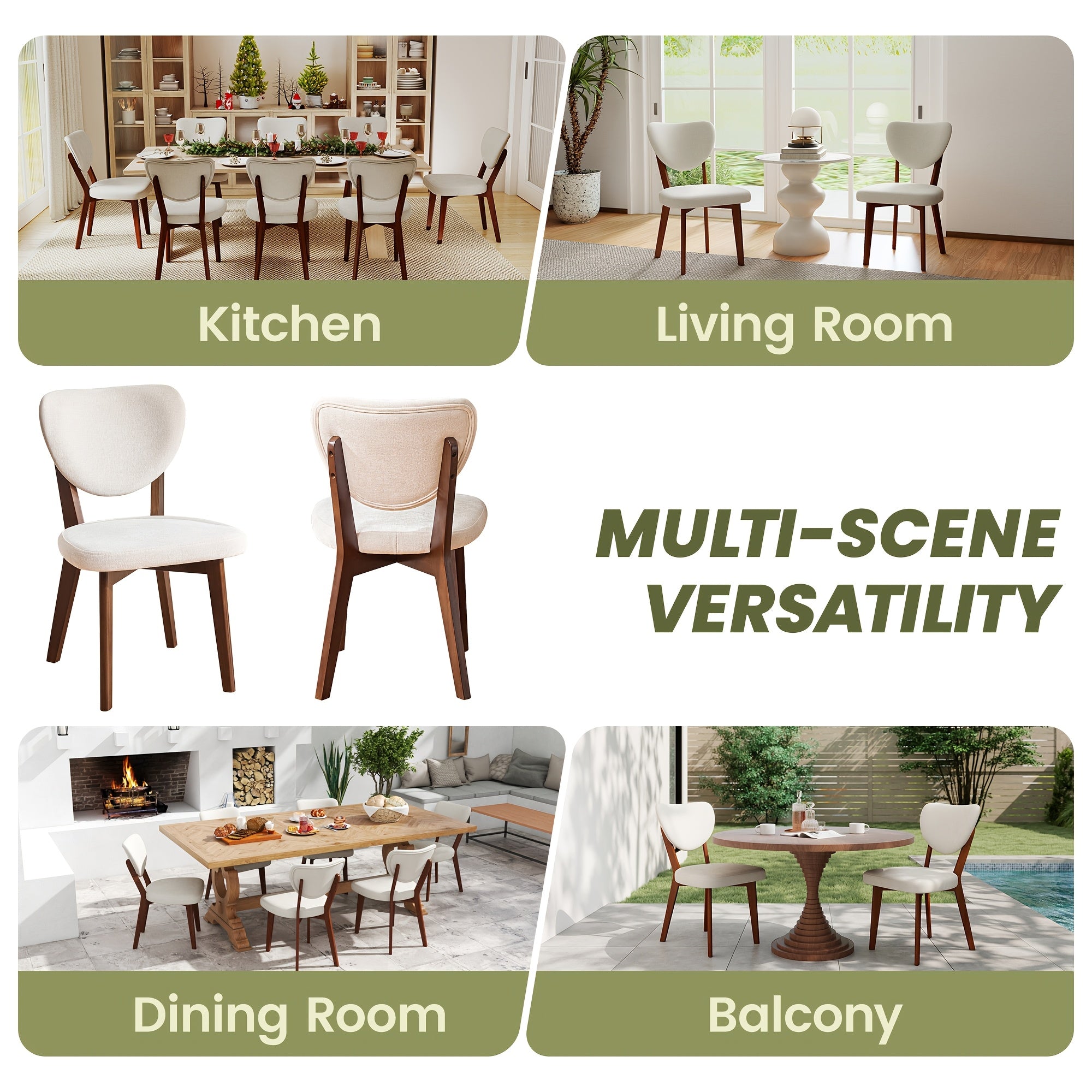 KERDOM Classic Dining Chairs Set Of 4, Armless Farmhouse Style Restaurant Chair Balcony Guest Chair