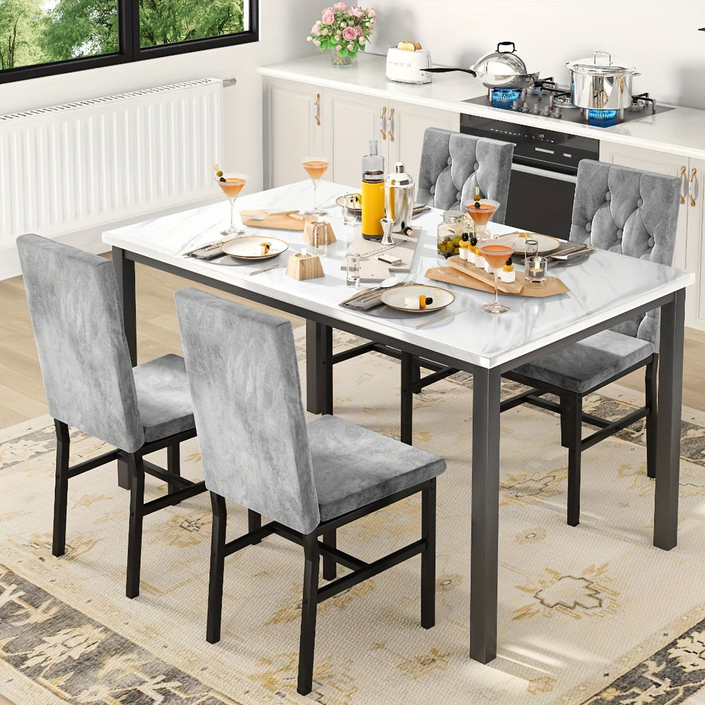 5pcs Dining Table Set Dining Table Set for 4 With Luxurious Button Tufted Dinner Chairs