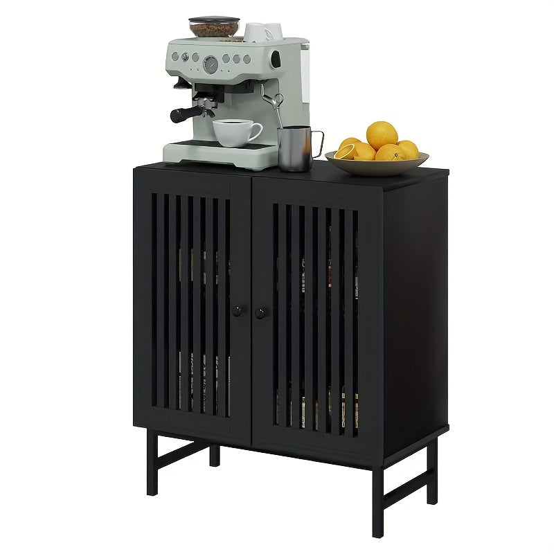 Vintage Style Buffet Side Cabinet, 2 Louvered Doors And Adjustable Shelves - Suitable for Kitchen