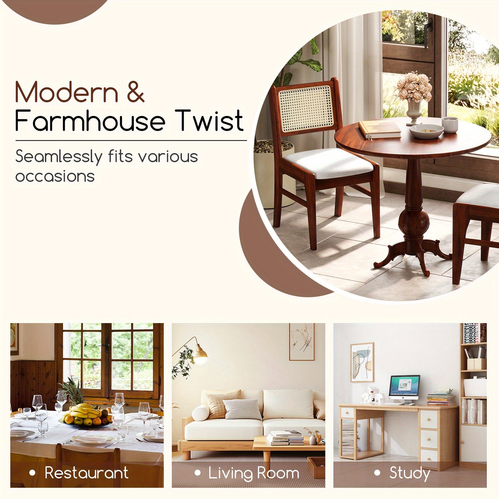 LIFEZEAL Rattan Dining Chair Set of 2, Wooden Kitchen Chairs w\u002F Cane Back