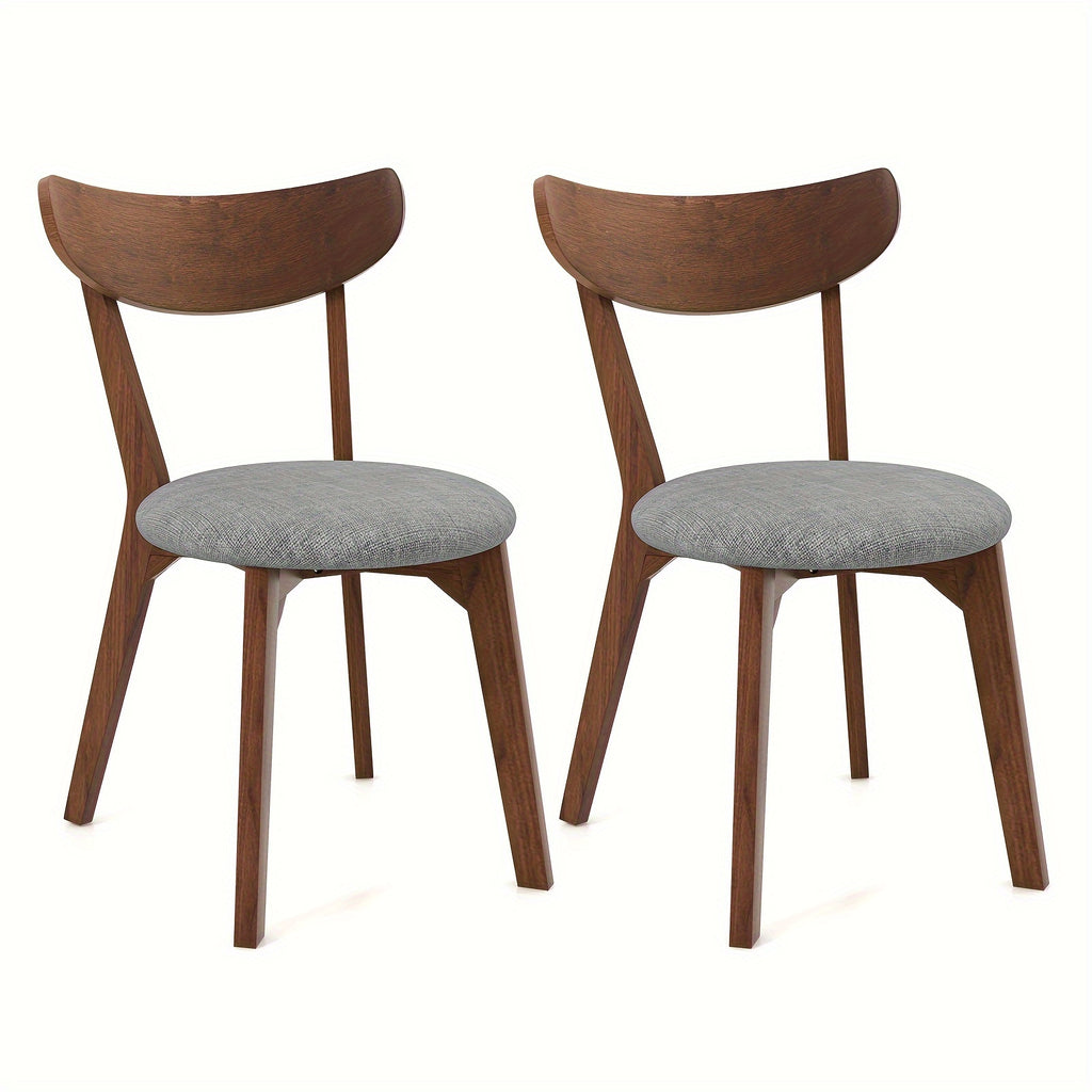 2 Pcs Contemporary Upholstered Dining Chairs - Ergonomic, Breathable Fabric
