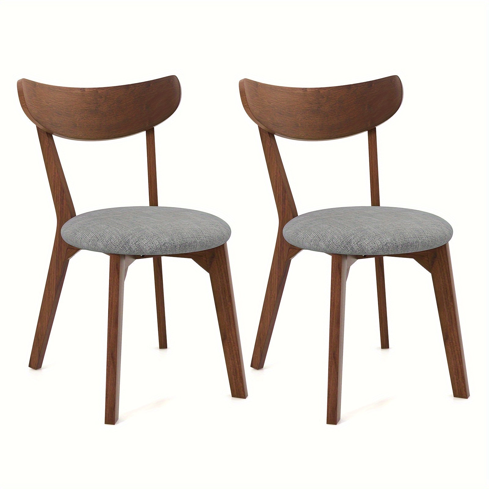 2 Pcs Contemporary Upholstered Dining Chairs - Ergonomic, Breathable Fabric